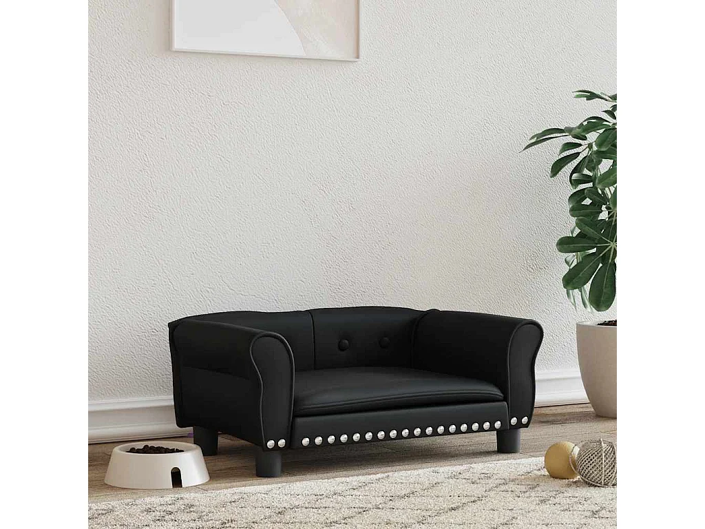 Lit pour chien noir 70x45x30 cm similicuir