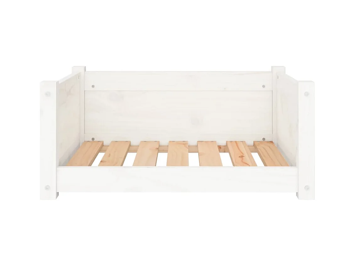 Cama para perro blanca 65,5x50,5x28 cm madera maciza de pino
