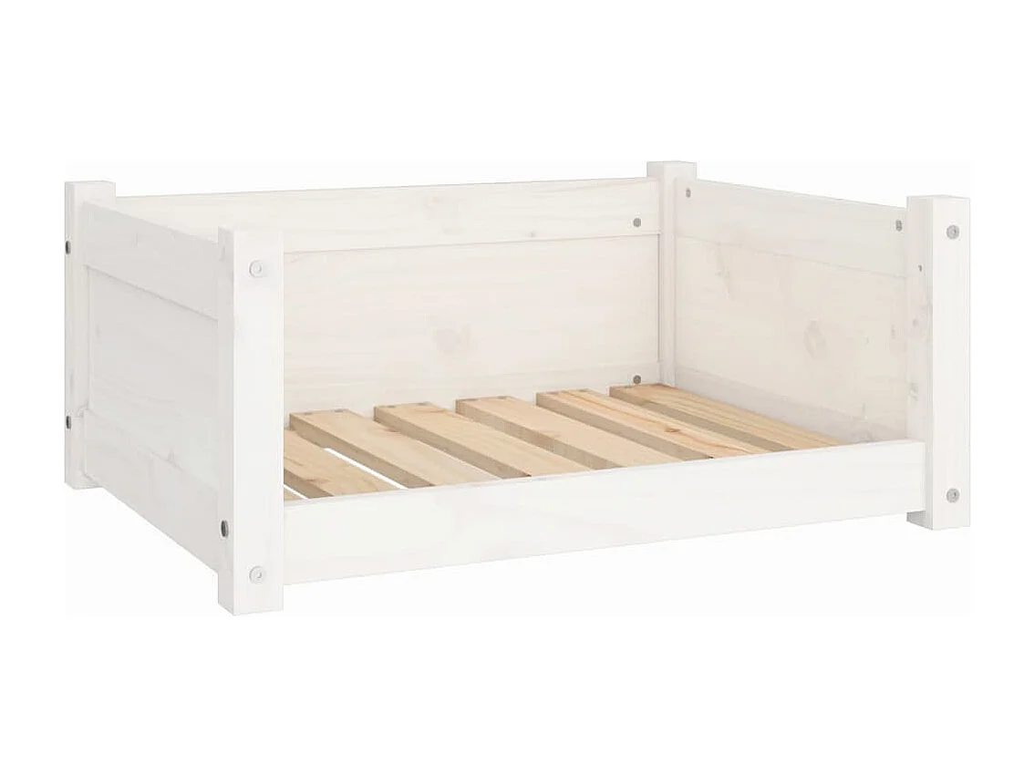Cama para perro blanca 65,5x50,5x28 cm madera maciza de pino