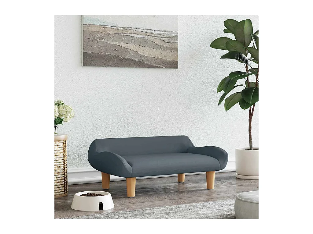 Donkergrijs hondenbed 70x40x24 cm stof