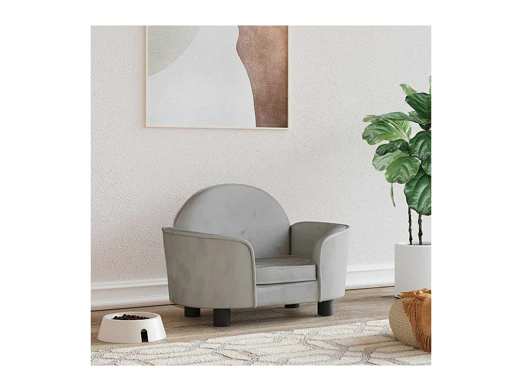 Lichtgrijs hondenbed 66x40x45 cm fluweel