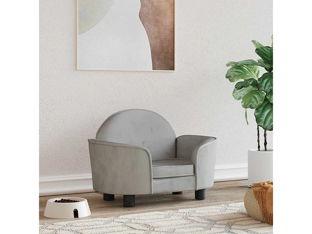 Lit pour chien gris clair 66x40x45 cm velours