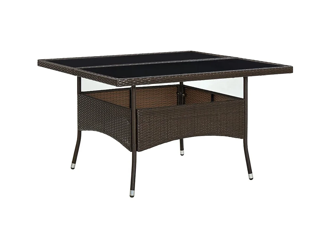 Bruine buitentafel van geweven hars en glas