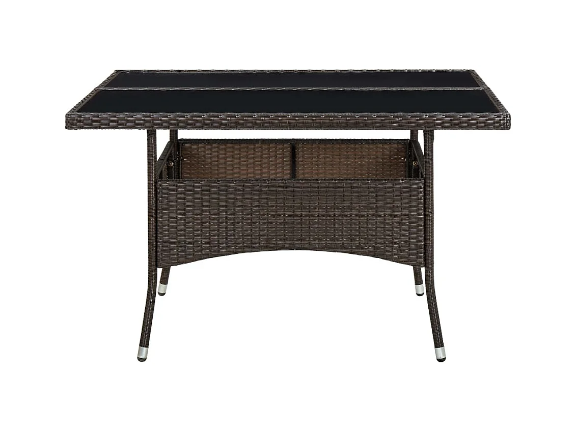 Bruine buitentafel van geweven hars en glas