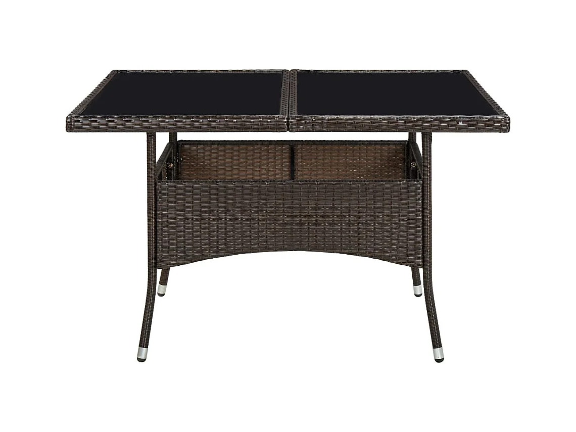 Bruine buitentafel van geweven hars en glas