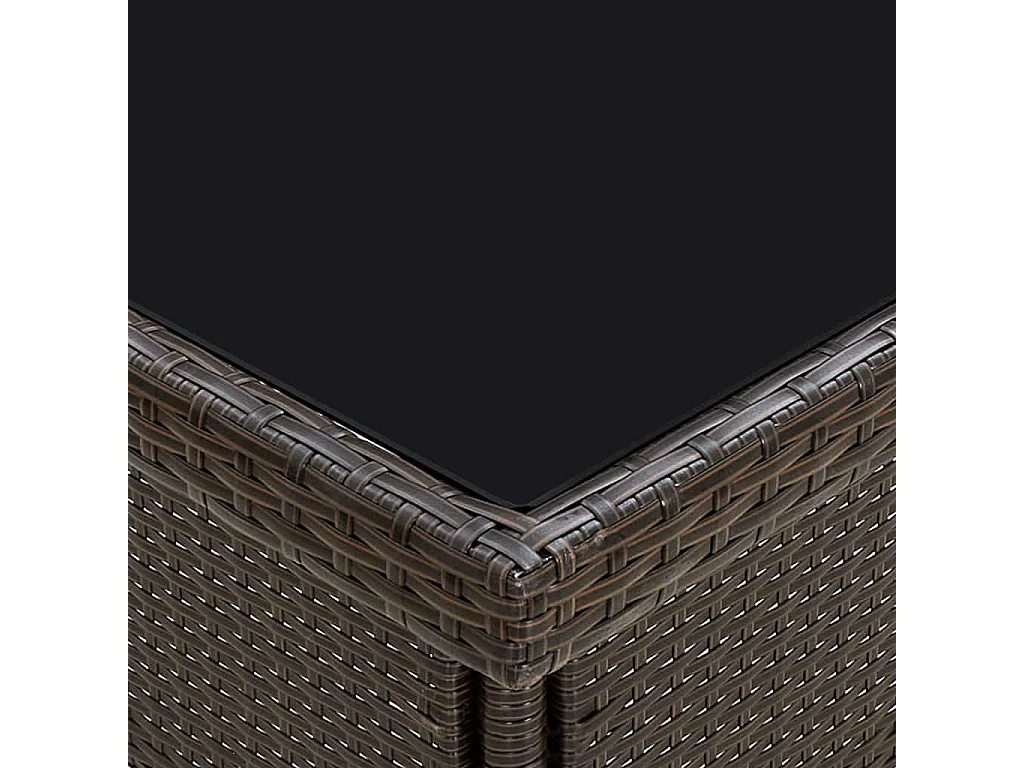 Tavolo da pranzo da esterno marrone in resina intrecciata e vetro