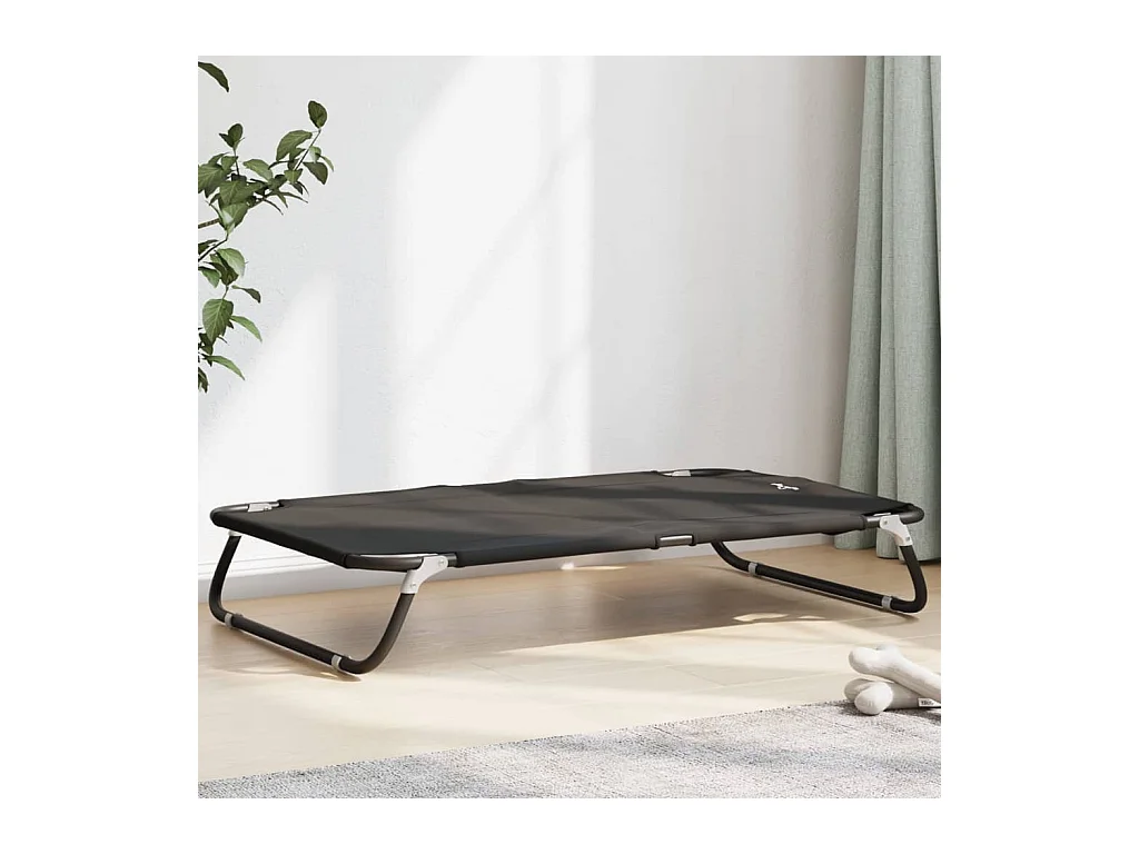 Lit pour chien pliable anthracite tissu Oxford et acier