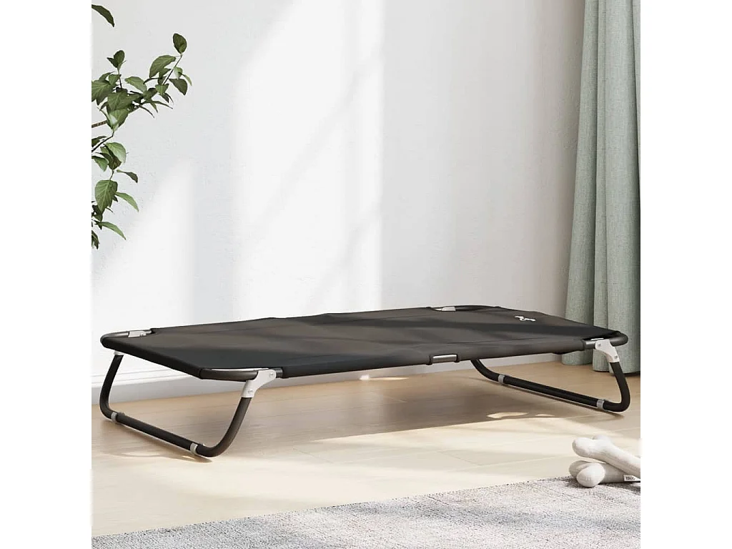Lit pour chien pliable anthracite tissu Oxford et acier