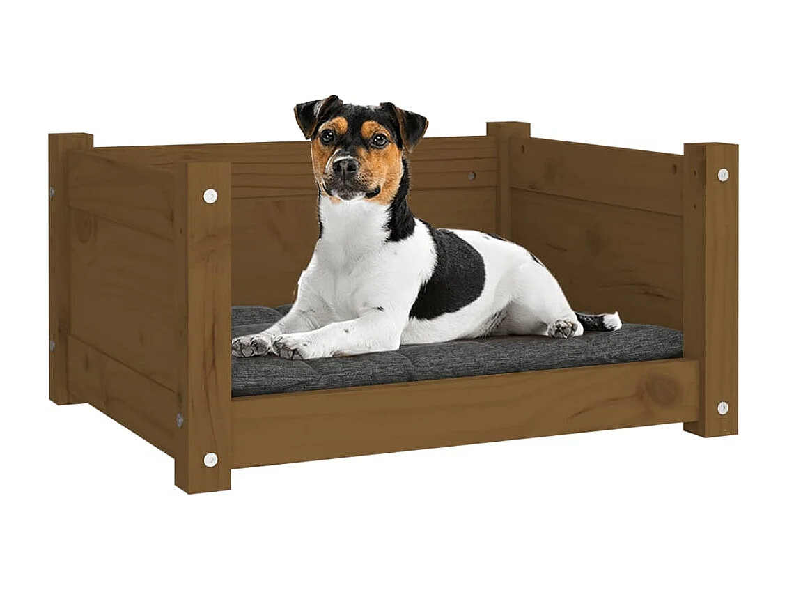 Letto per cani color miele 55,5x45,5x28 cm in legno massello di pino