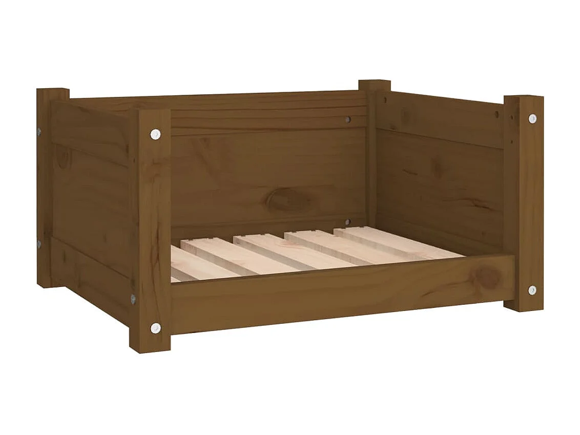Lit pour chien Marron miel 55,5x45,5x28 cm Bois massif de pin