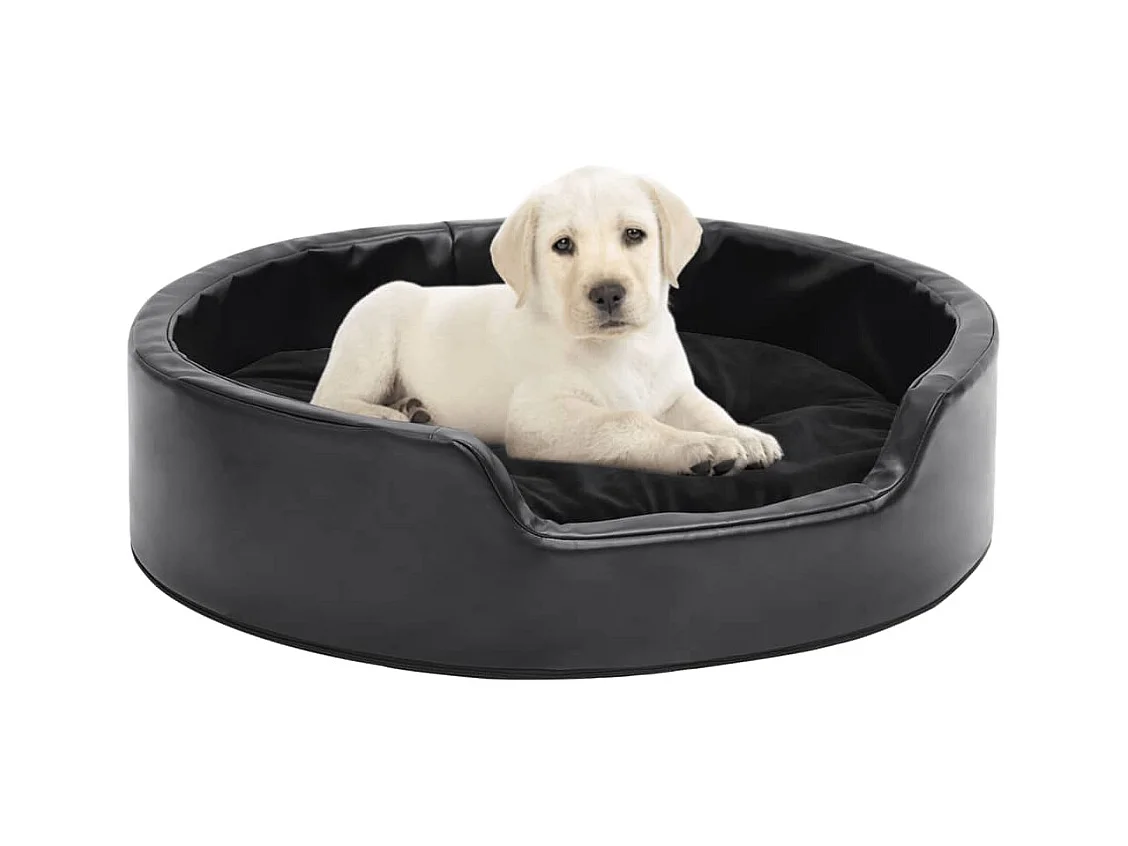 Lit pour chiens Noir 69x59x19 cm Peluche et similicuir