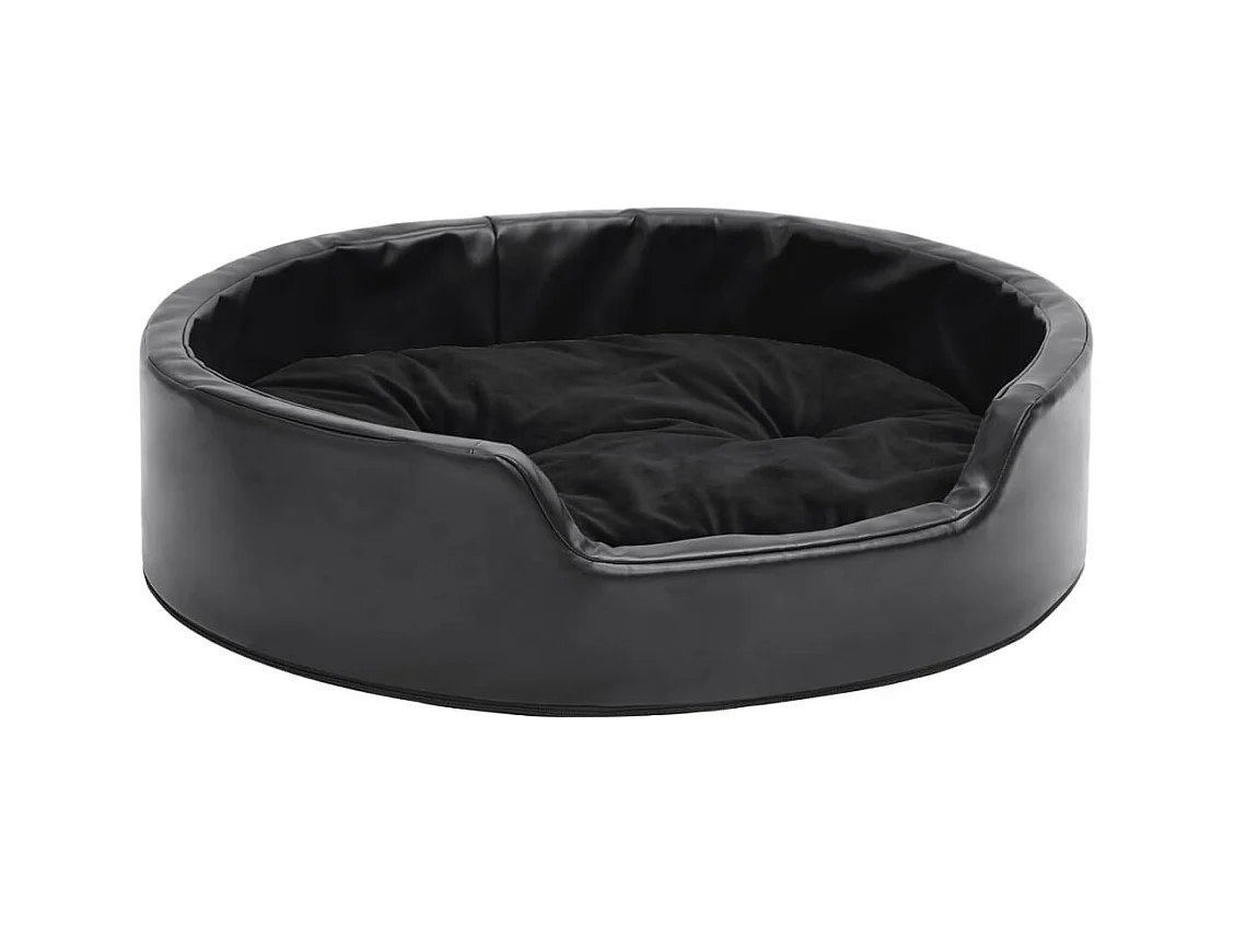 Lit pour chiens Noir 69x59x19 cm Peluche et similicuir