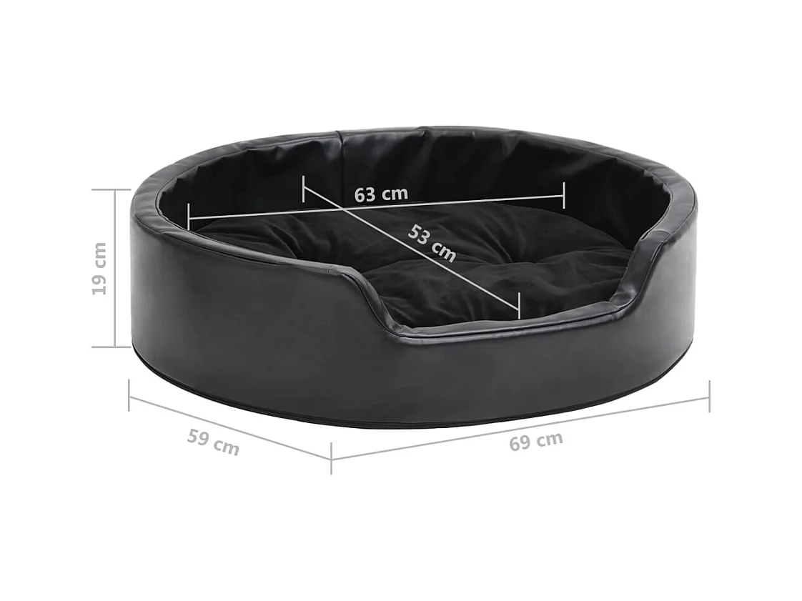 Lit pour chiens Noir 69x59x19 cm Peluche et similicuir