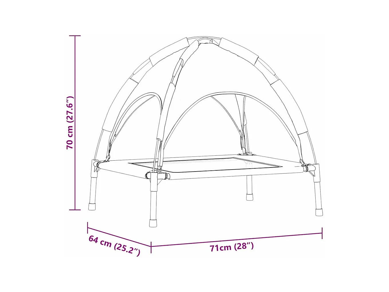 Lit pour Chien Noir m Acier