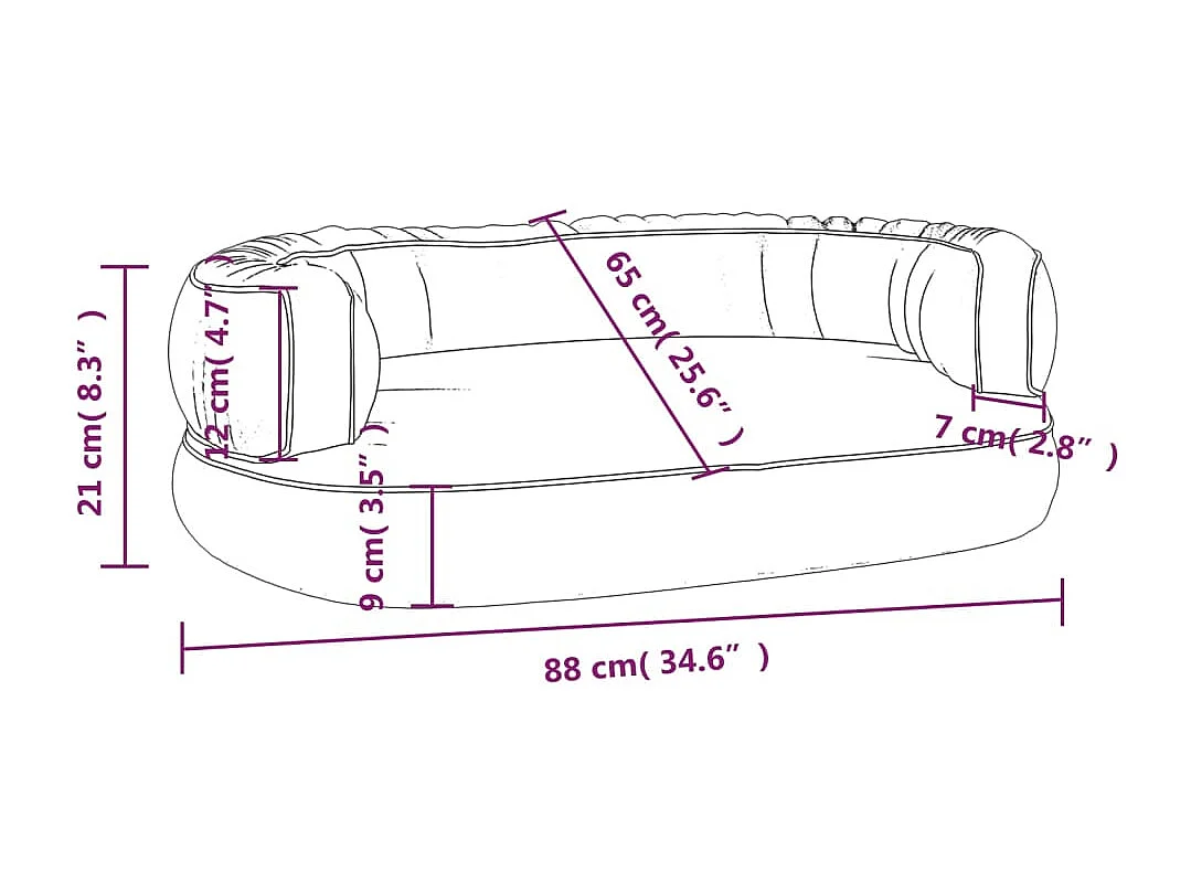 Letto ergonomico per cani in schiuma blu scuro 88x65cm in similpelle
