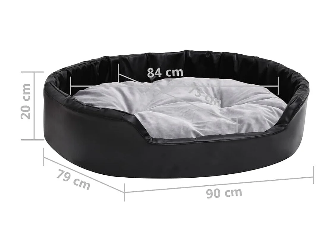 Cama para perro negra y gris 90x79x20 cm Peluche y polipiel