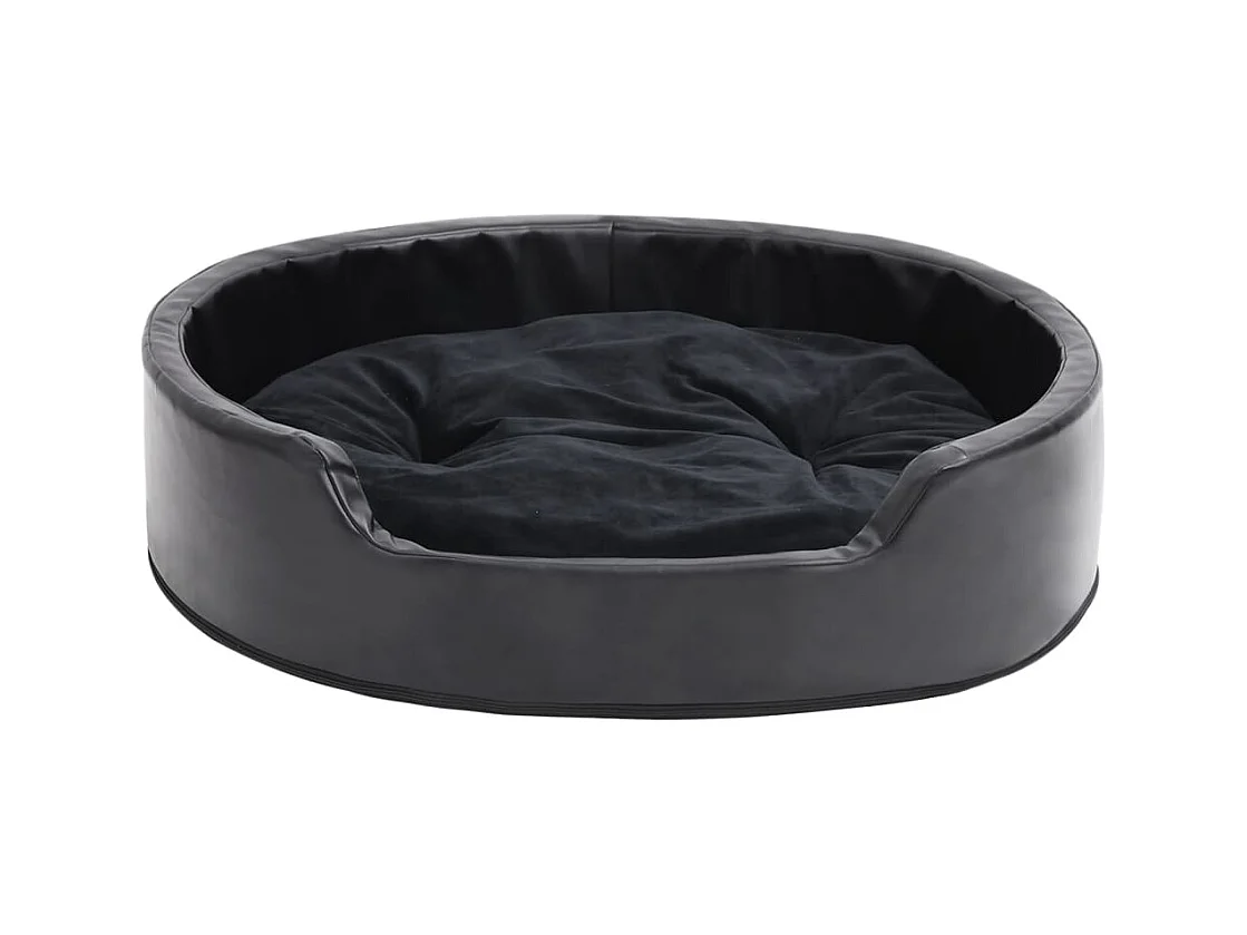 Lit pour chiens Noir 79x70x19 cm Peluche et similicuir