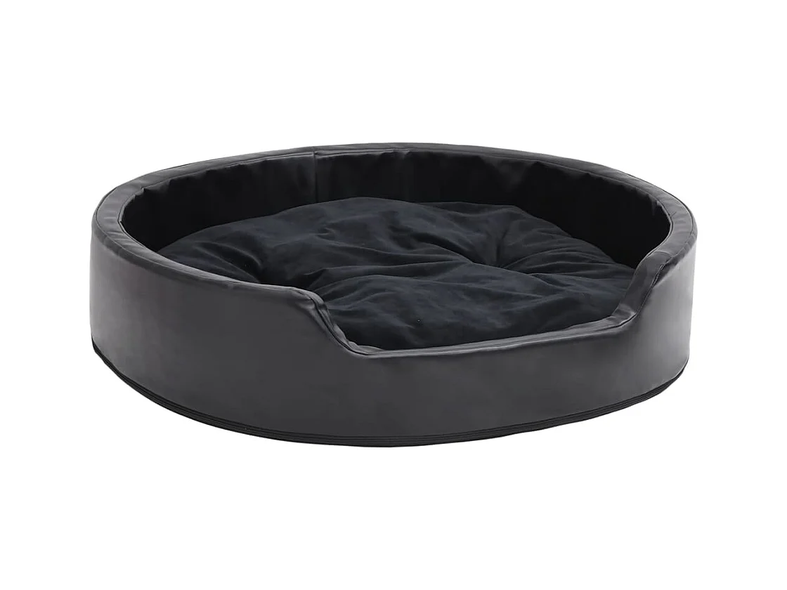 Zwarte hondenmand 79x70x19 cm pluche en imitatieleer