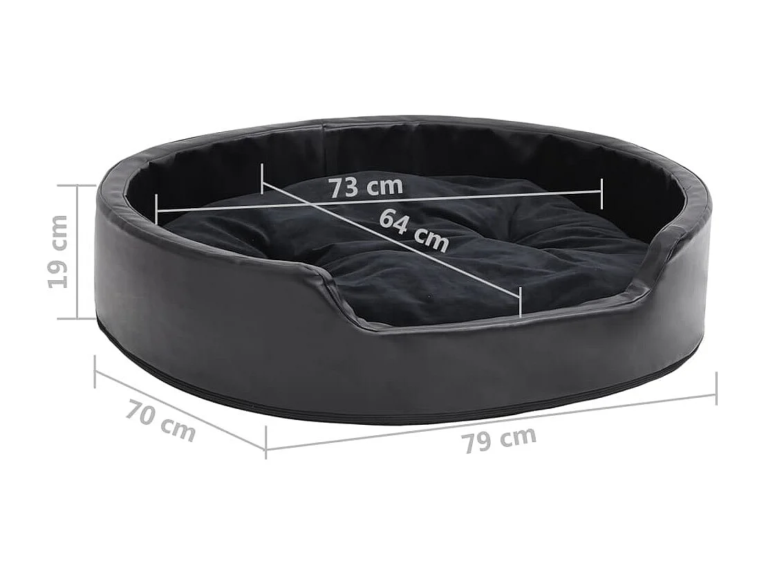 Lit pour chiens Noir 79x70x19 cm Peluche et similicuir
