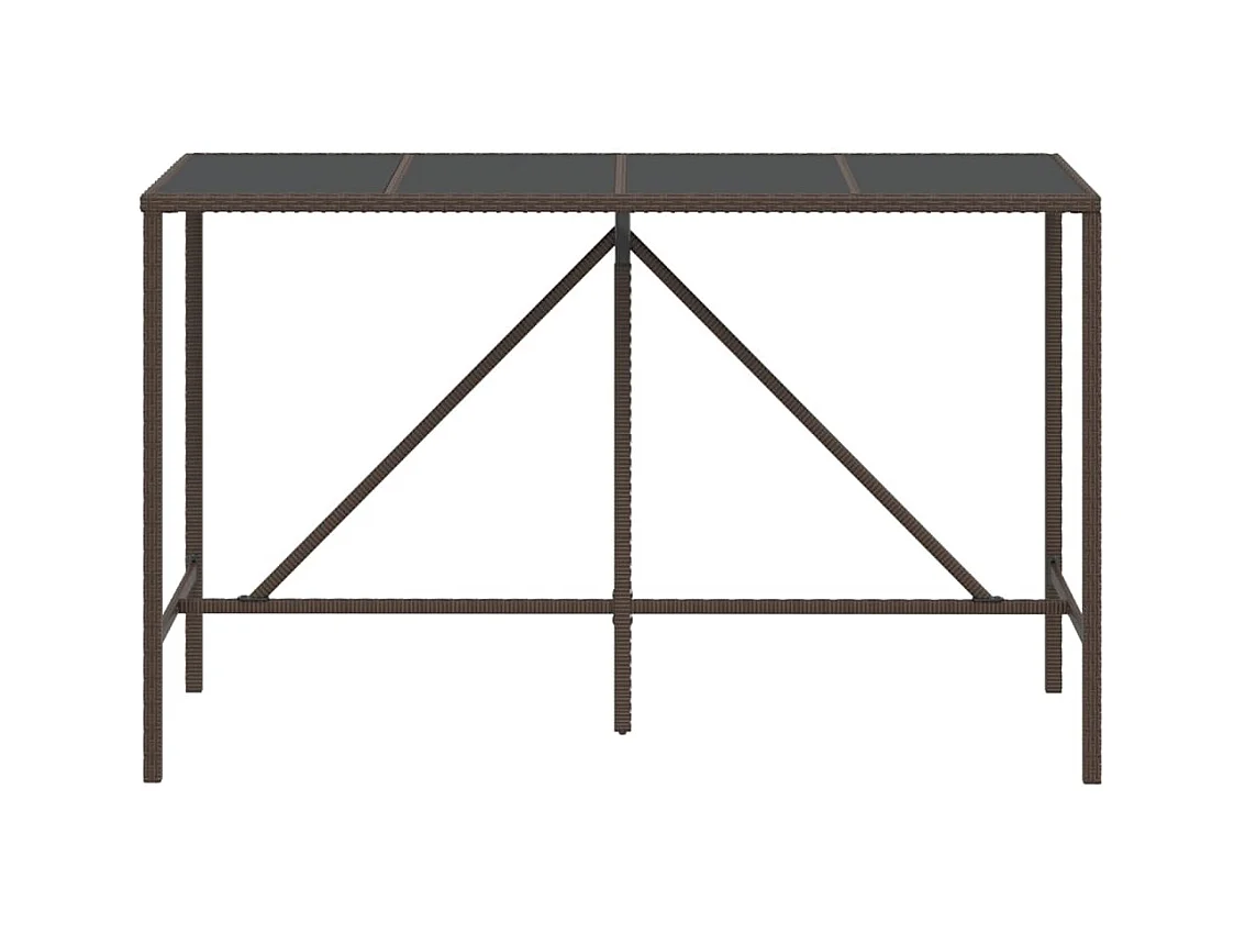 Table de bar et dessus en verre marron 180x70x110 cm poly rotin