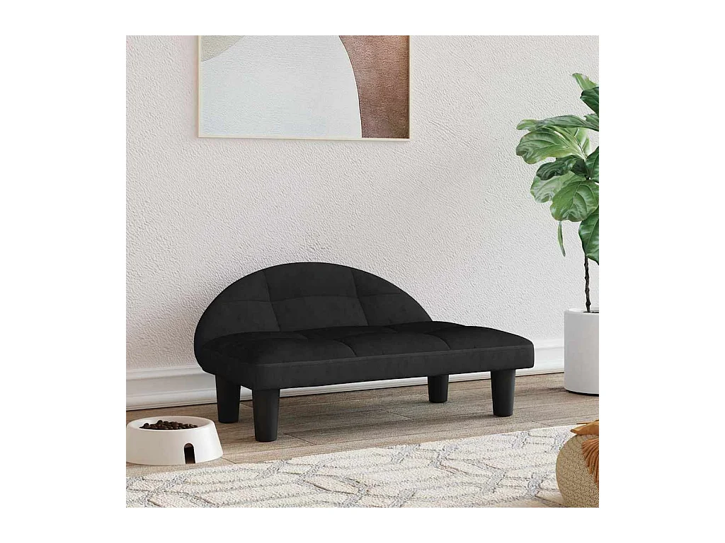 Lit pour chien noir 70x52x30 cm velours