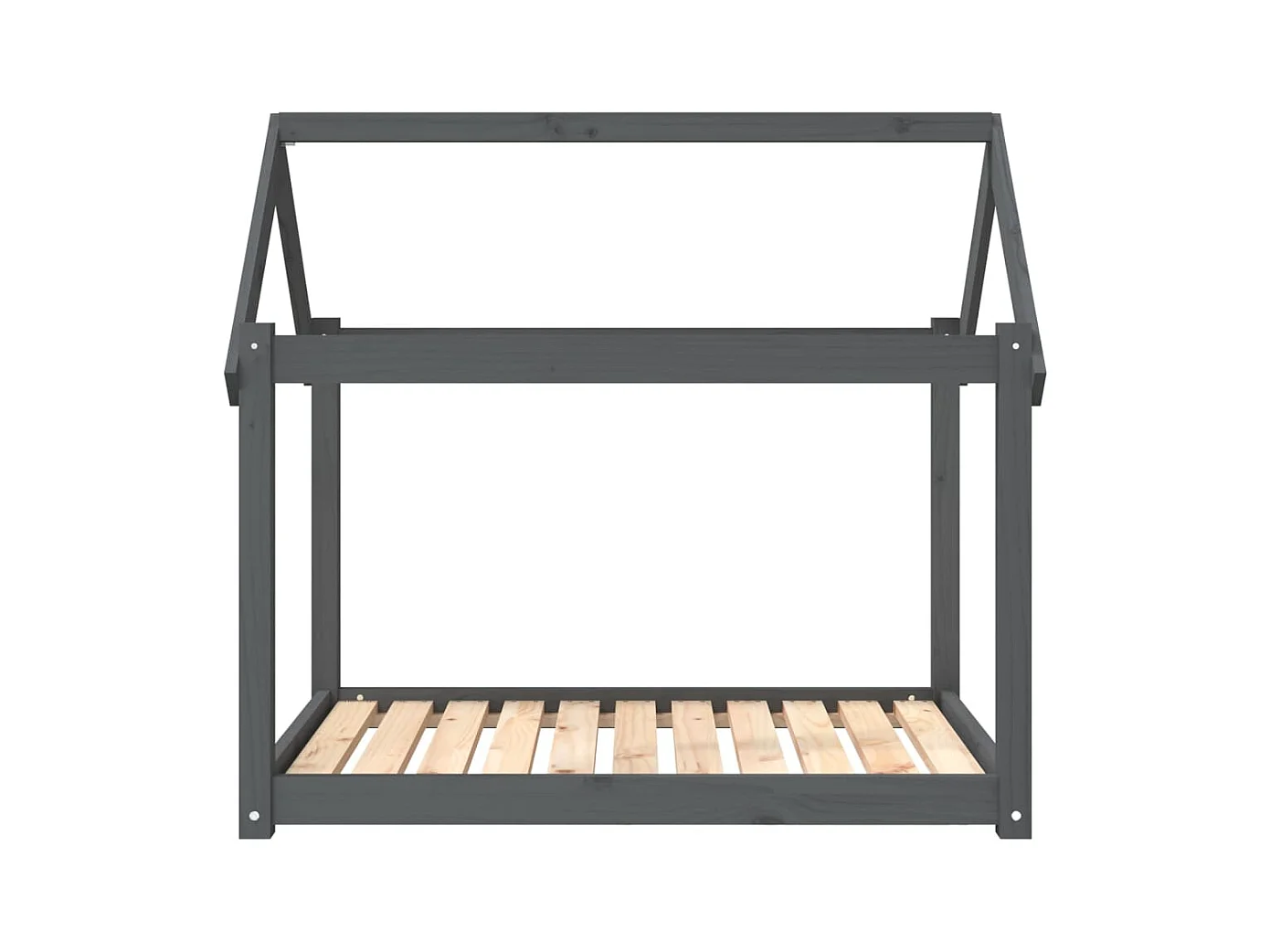 Letto per cani grigio 101x70x90 cm in legno massello di pino