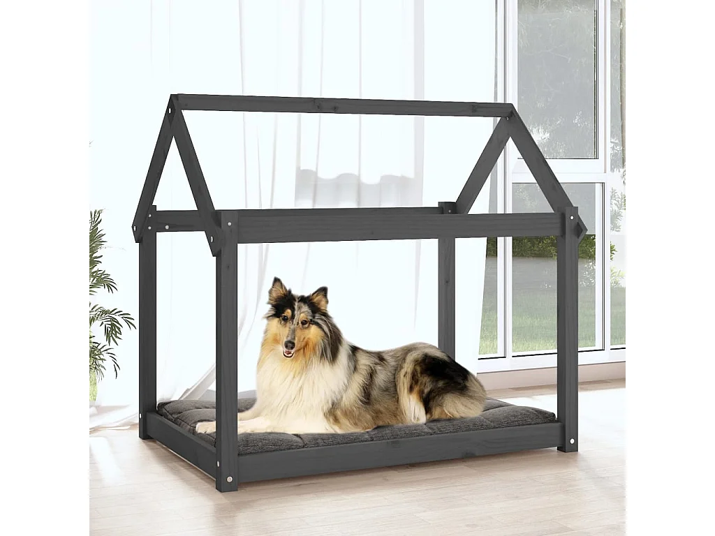 Lit pour chien Gris 101x70x90 cm Bois de pin solide