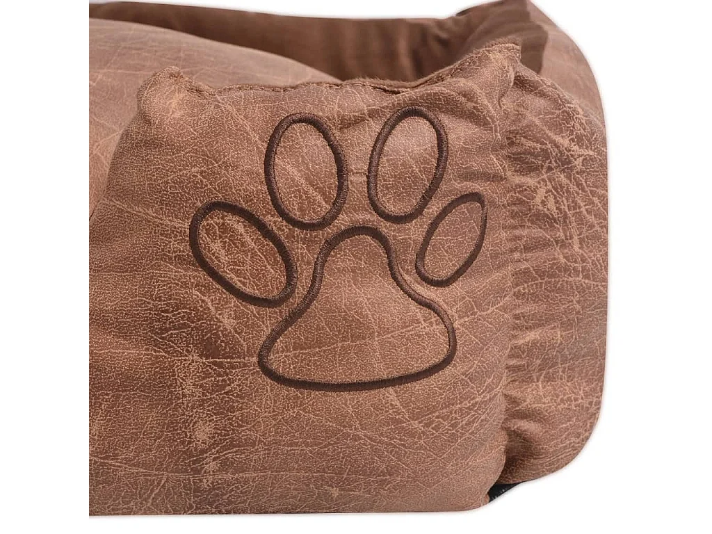 Hondenbed met kussen PU kunstleer maat M beige