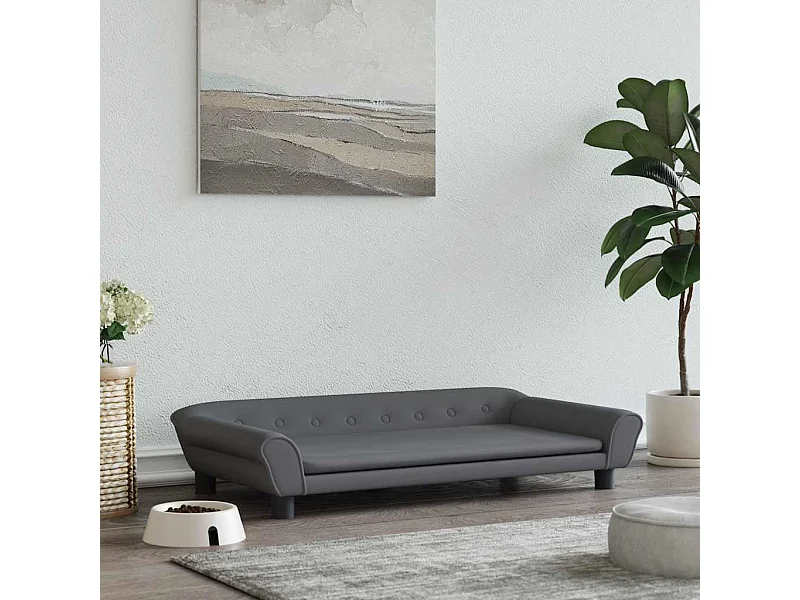 Donkergrijs hondenbed 100x50x21 cm fluweel