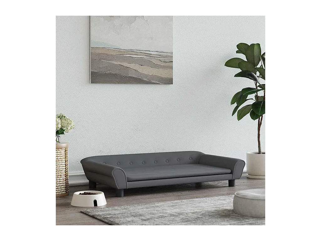 Donkergrijs hondenbed 100x50x21 cm fluweel