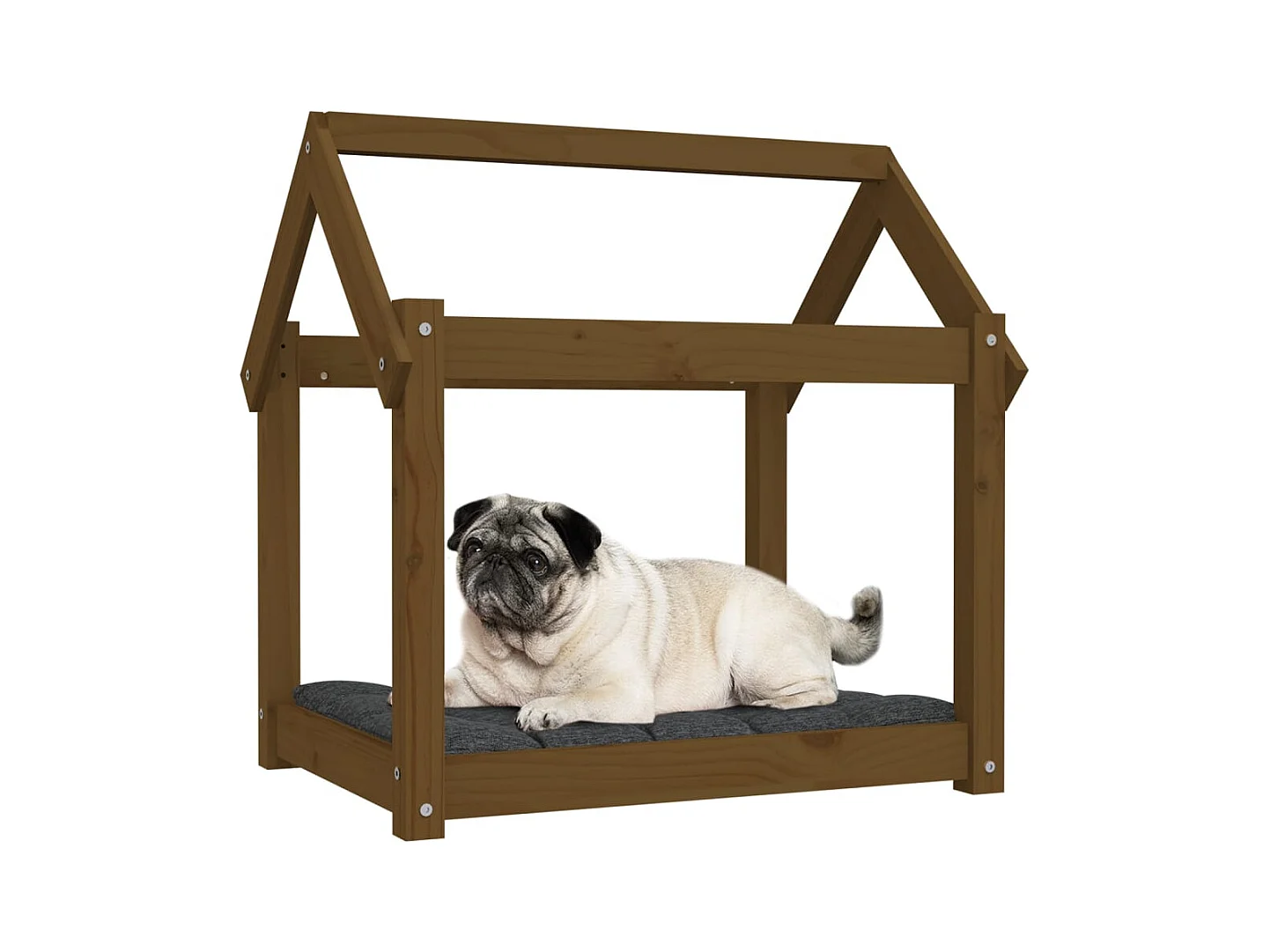 Lit pour chien Marron miel 71x55x70 cm Bois de pin solide