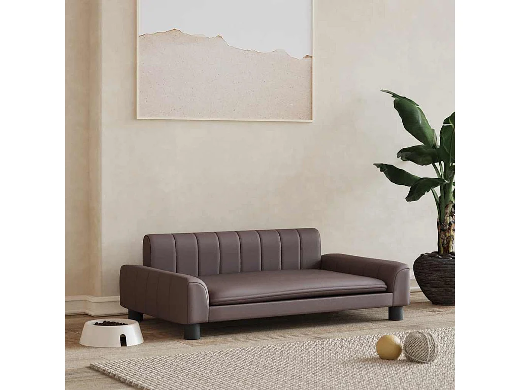 Lit pour chien marron 90x53x30 cm similicuir