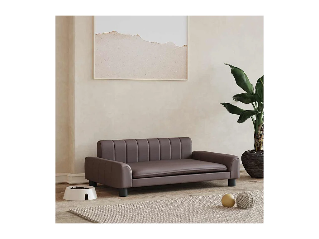 Bruin hondenbed 90x53x30 cm kunstleer