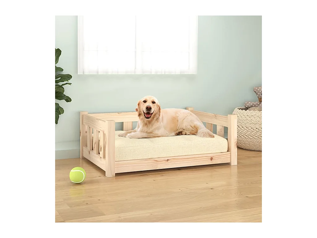 Lit pour chien 75,5x55,5x28 cm bois de pin solide