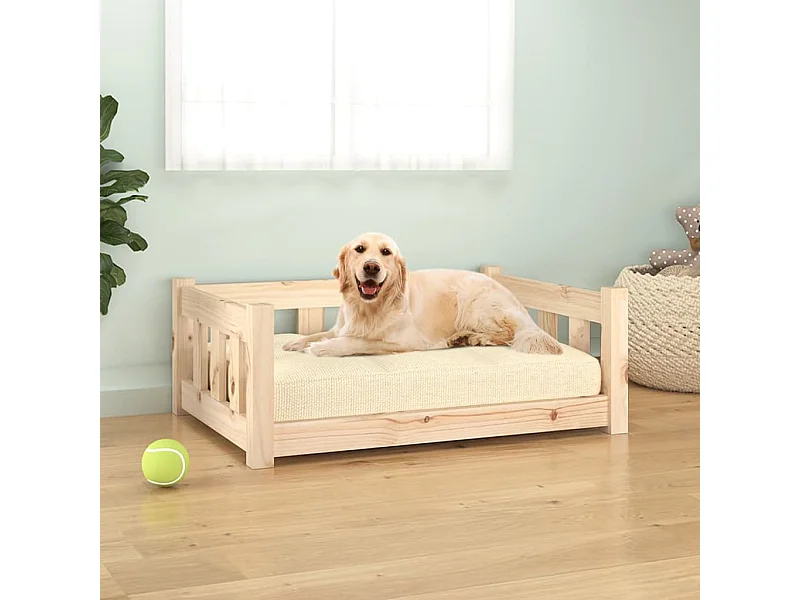 Lit pour chien 75,5x55,5x28 cm bois de pin solide