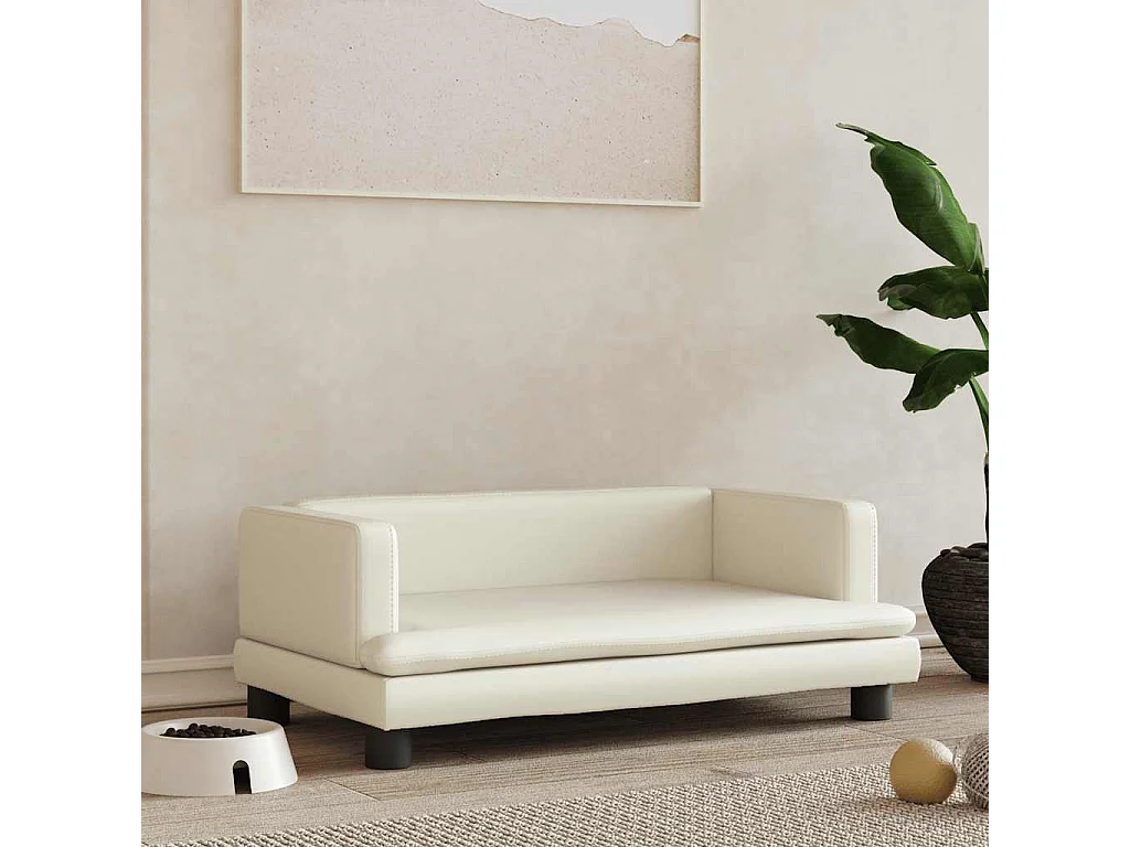 Lit pour chien crème 80x45x30 cm similicuir