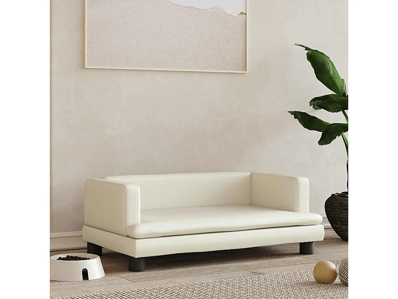 Crèmekleurige hondenmand 80x45x30 cm kunstleer