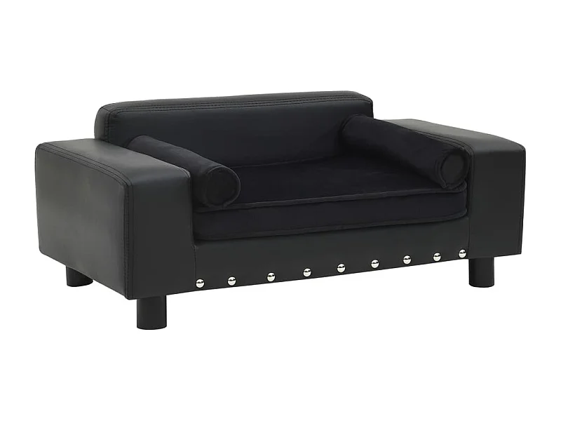 Sofá para perros negro 81x43x31 cm de felpa y piel sintética