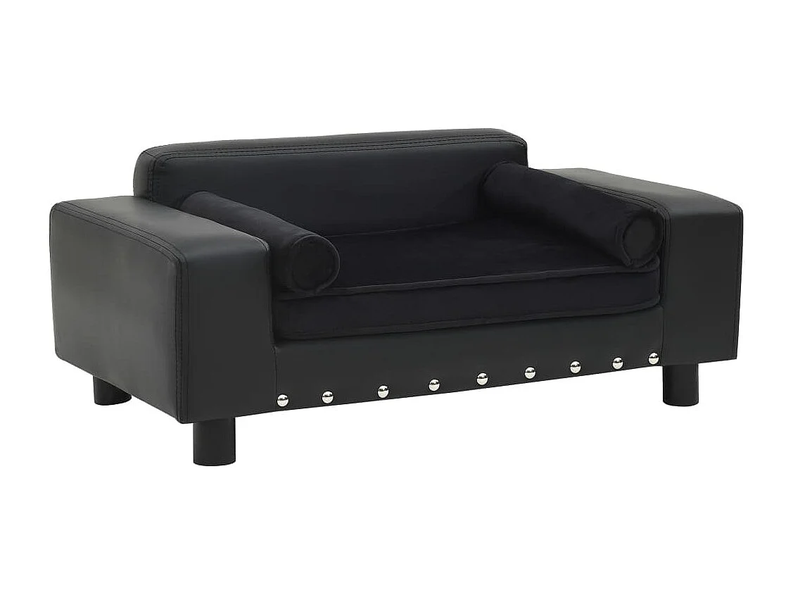 Sofá para perros negro 81x43x31 cm de felpa y piel sintética