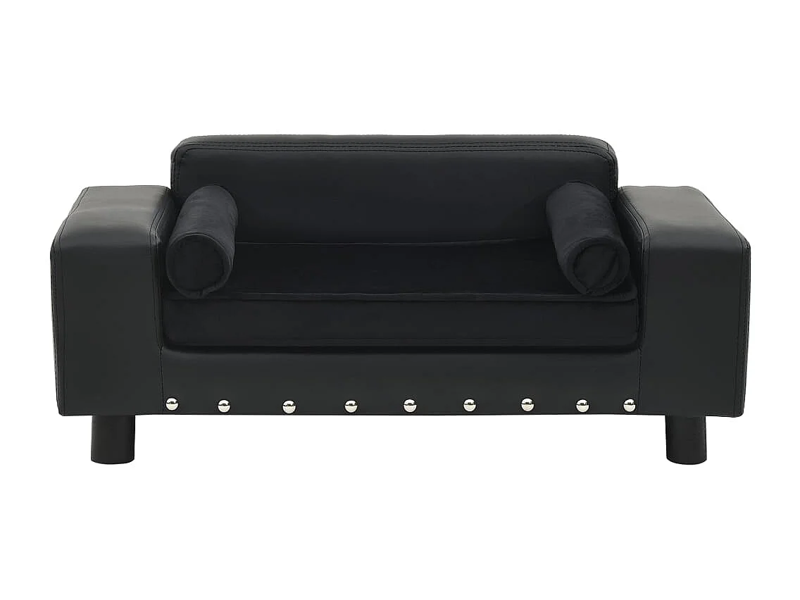 Sofá para perros negro 81x43x31 cm de felpa y piel sintética