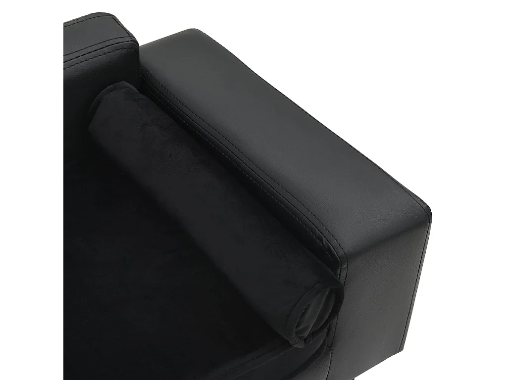 Sofá para perros negro 81x43x31 cm de felpa y piel sintética