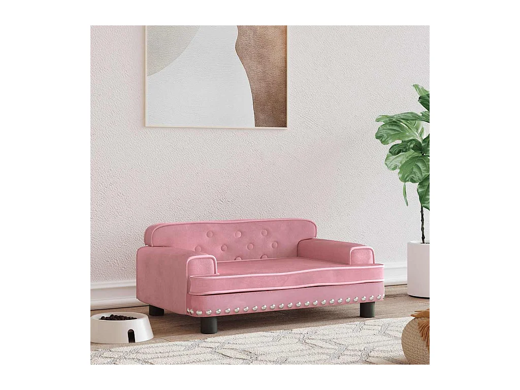 Lit pour chien rose 70x45x30 cm velours