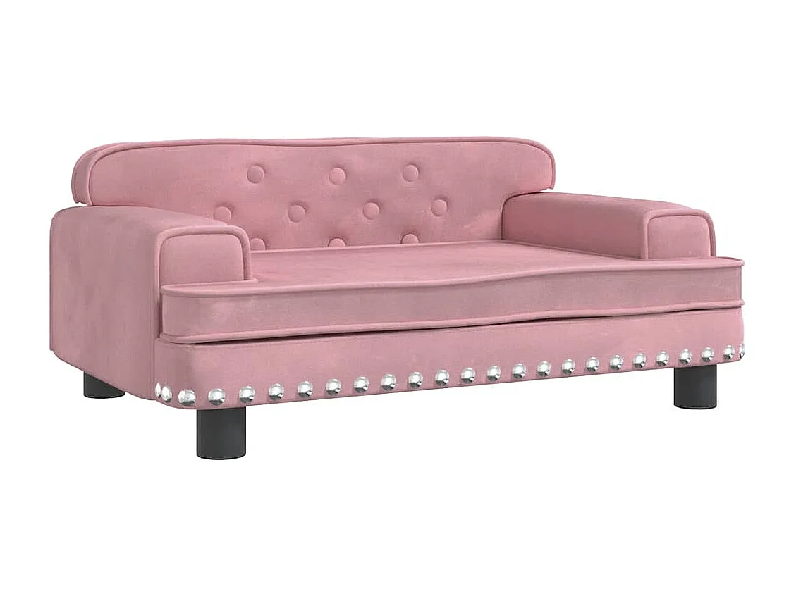 Cama para perro rosa de terciopelo 70x45x30 cm