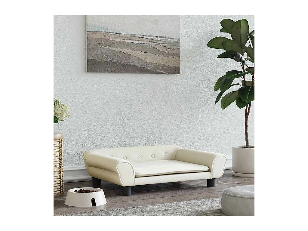 Lit pour chien crème 70x48x22 cm velours