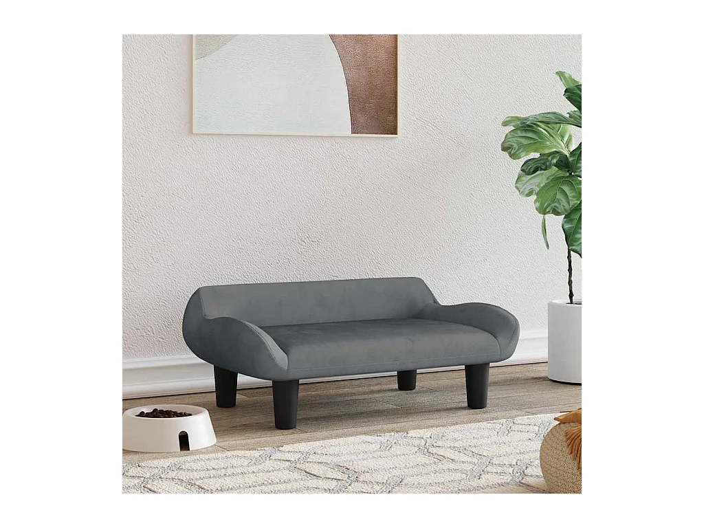 Donkergrijs hondenbed 70x40x24 cm fluweel