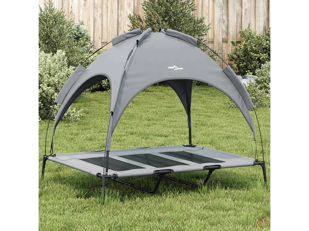 Lit pour chien avec auvent anthracite tissu Oxford et acier