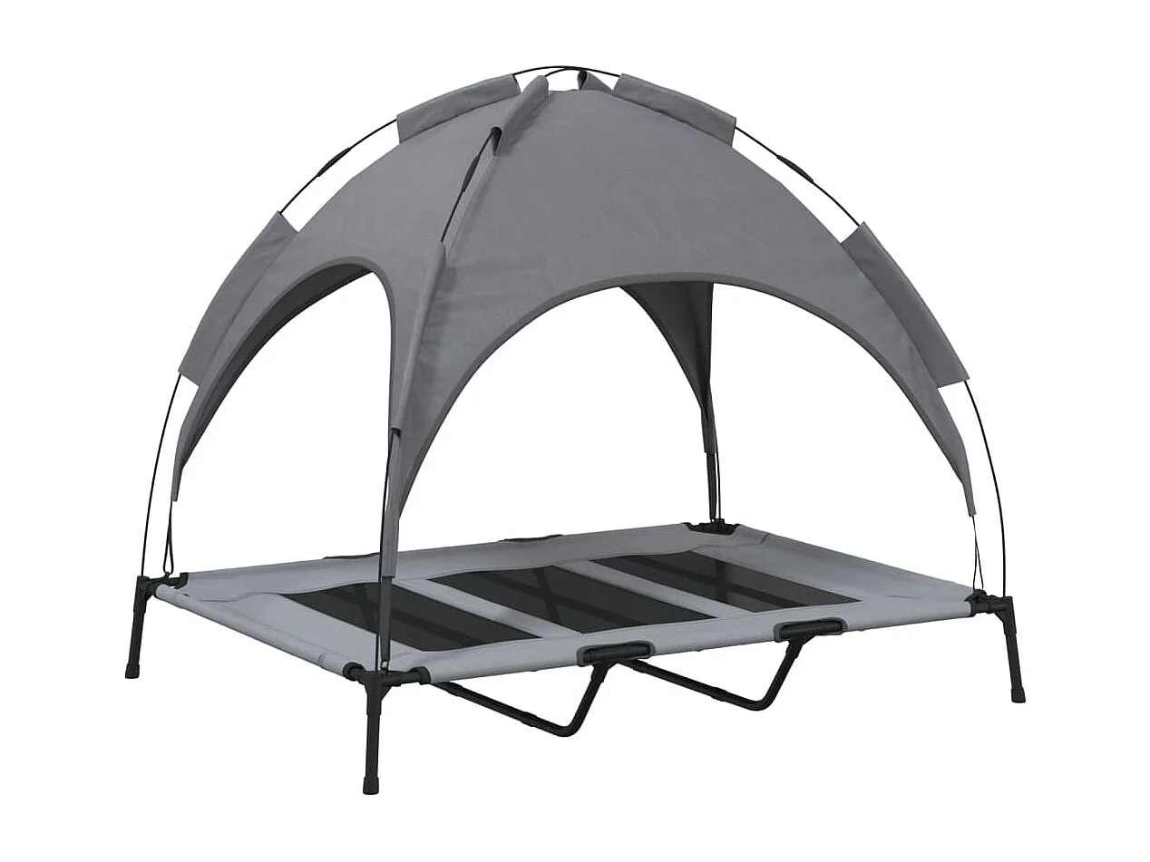 Lit pour chien avec auvent anthracite tissu Oxford et acier