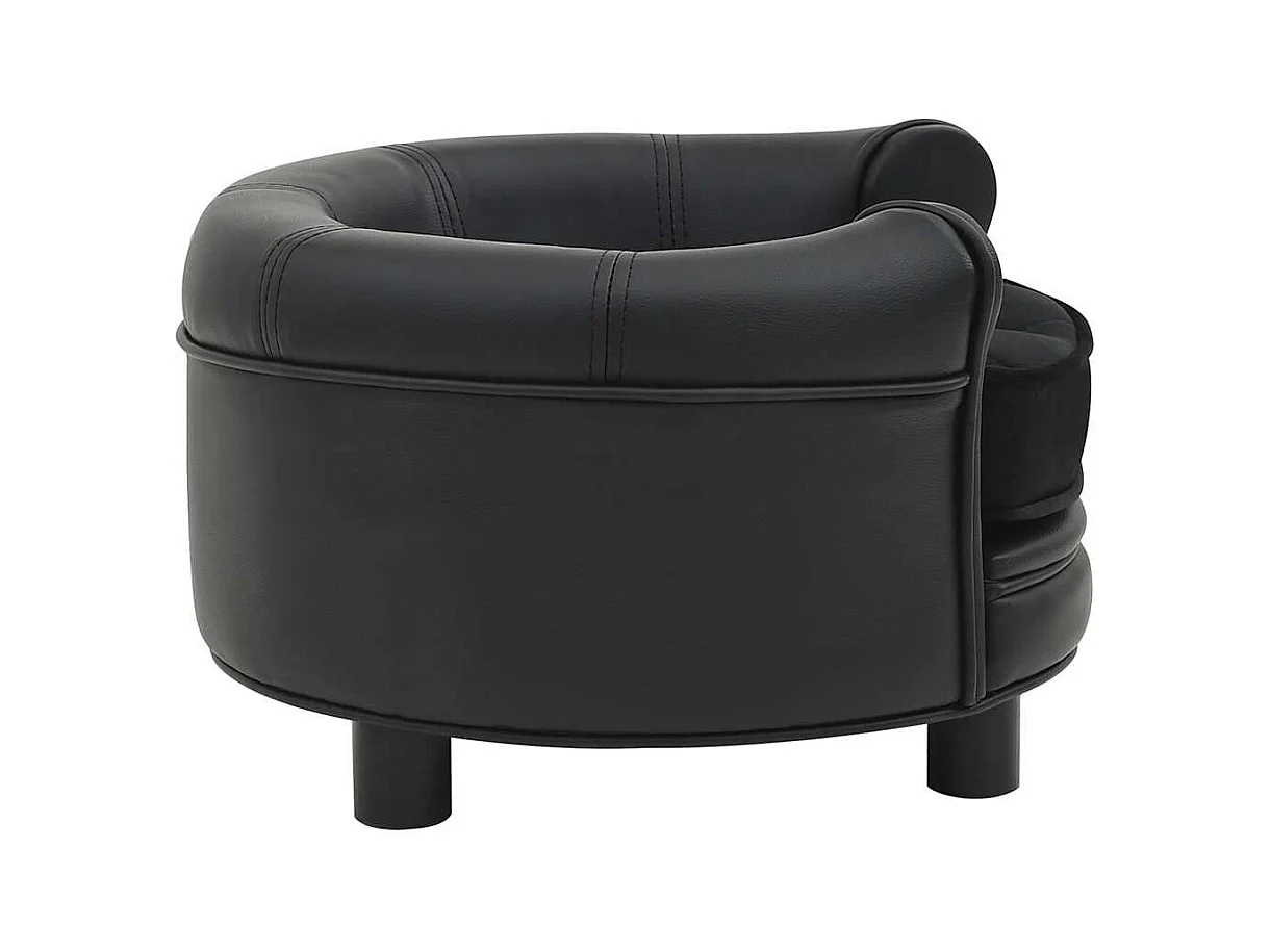 Sofá Perro Negro 48x48x32 cm Peluche y Piel Sintética