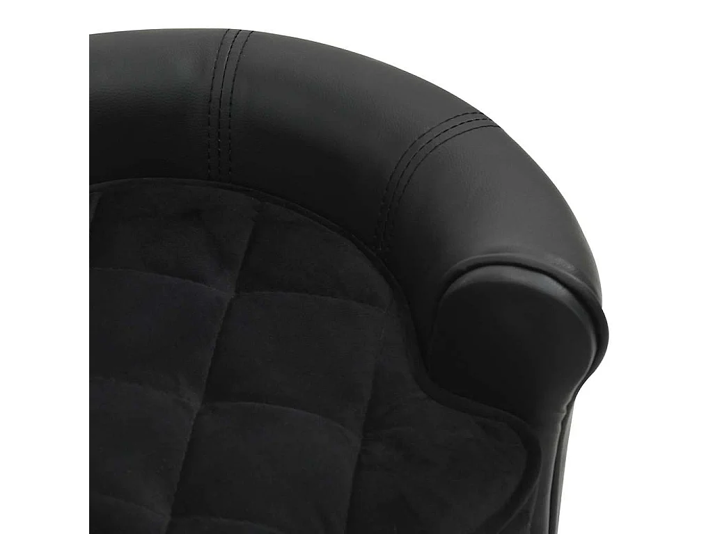 Sofá Perro Negro 48x48x32 cm Peluche y Piel Sintética