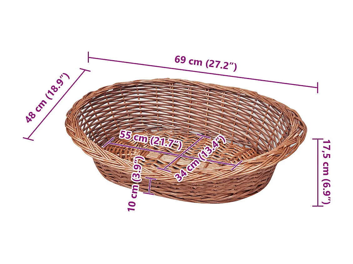 Panier/Lit pour animaux de compagnie Naturel 69 cm